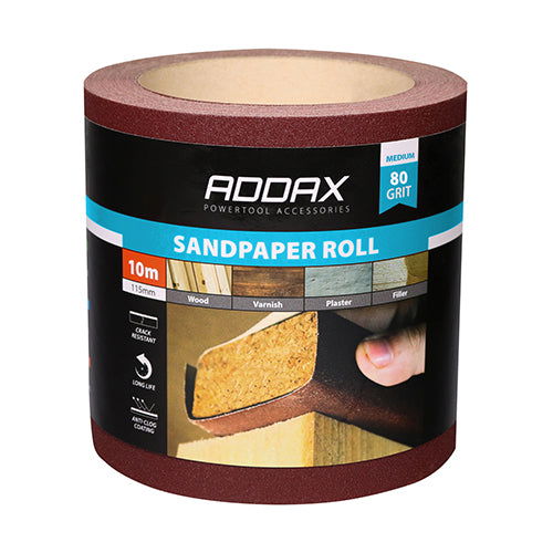 TIMCO 115MMX10M SANDPAPER ROLL RED 80