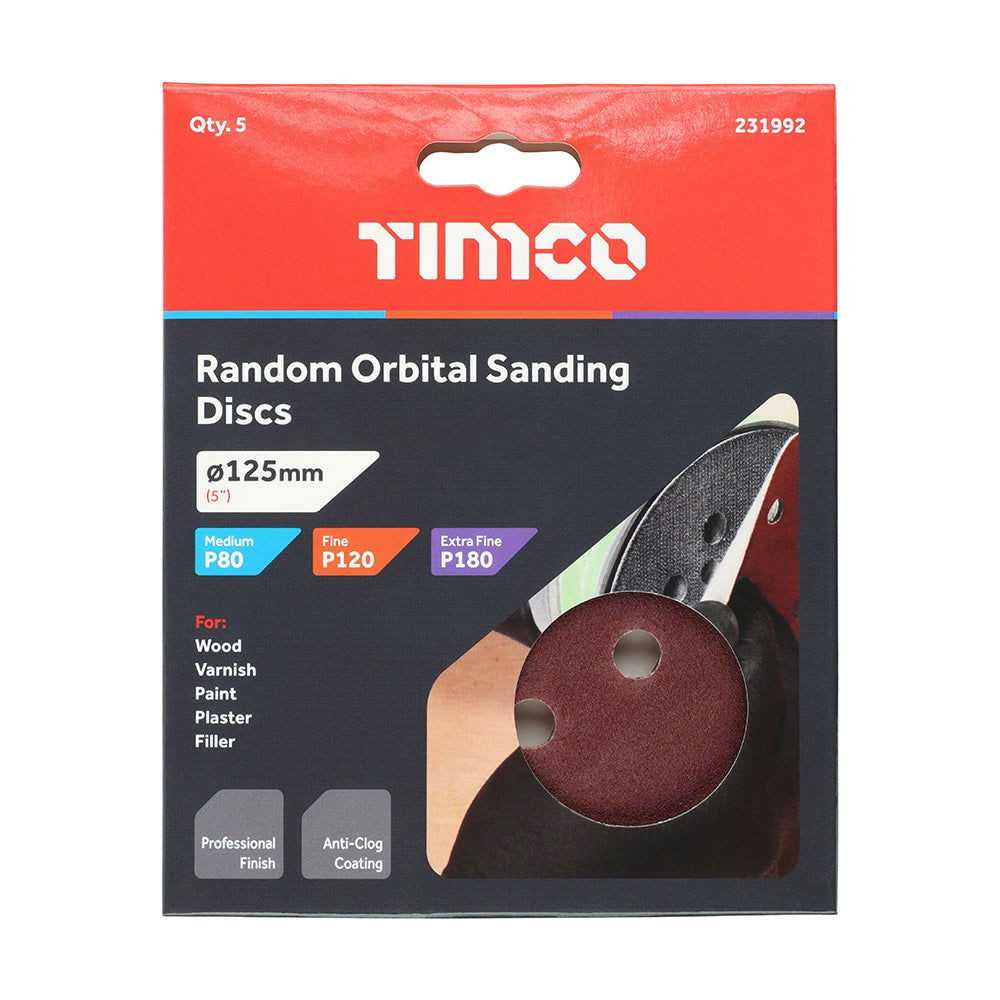 TIMCO 125MM ORBITAL SANDING DISCS 80/120/180