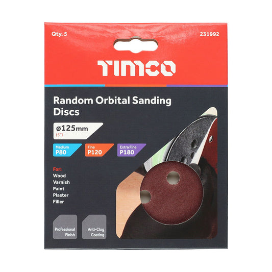 TIMCO 125MM ORBITAL SANDING DISCS 80/120/180 - Woodworkers.ie - 