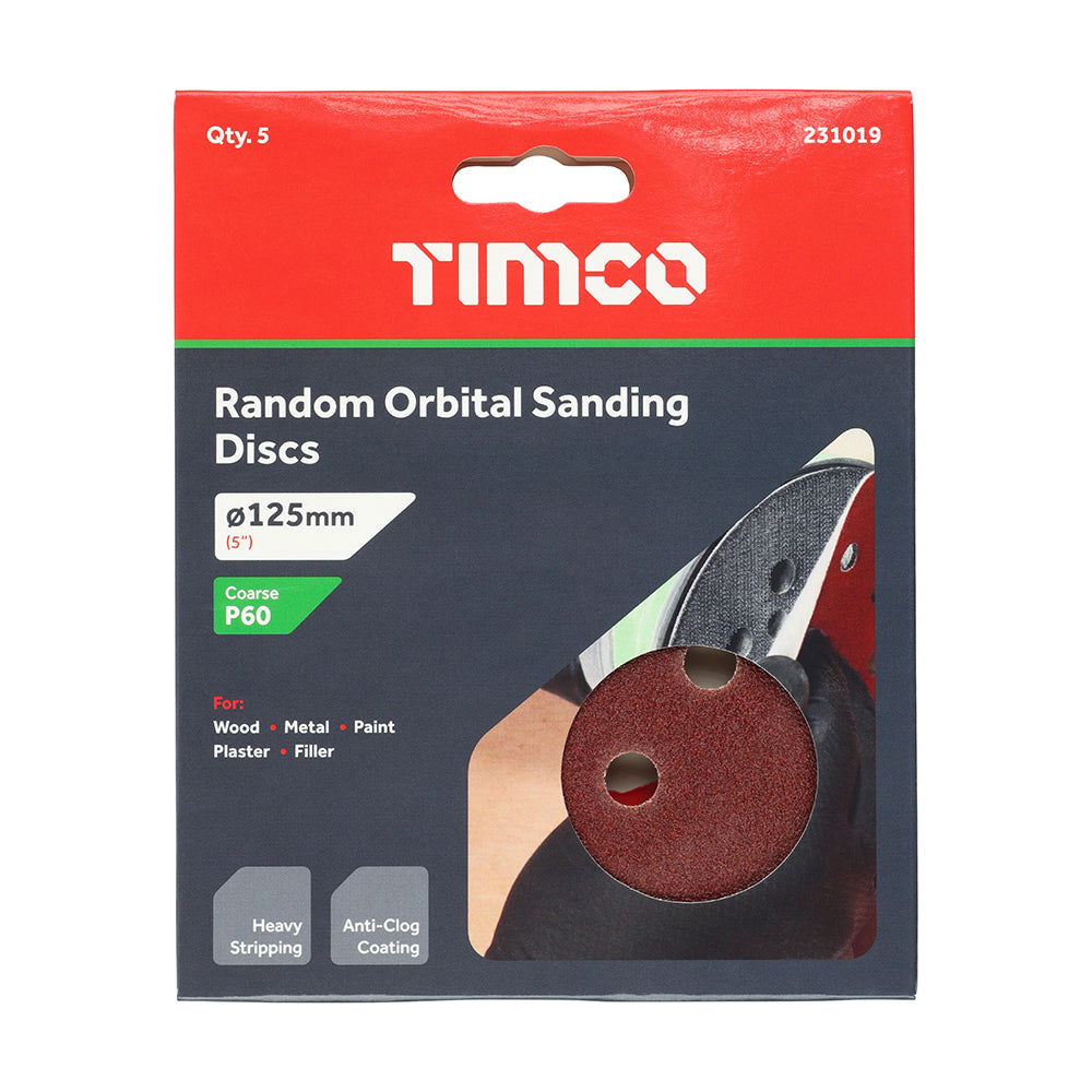 TIMCO 125MM RANDOM  ORBITAL  SANDING DISCS 60 GRIT