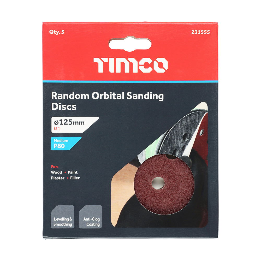 TIMCO 125MM RANDOM ORBITAL SANDING  DISCS 80