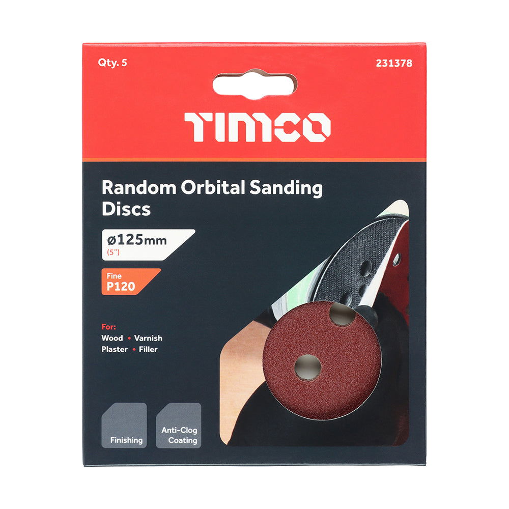 TIMCO 125mm RANDOM ORBITAL SANDING DISCS 120 GRITT