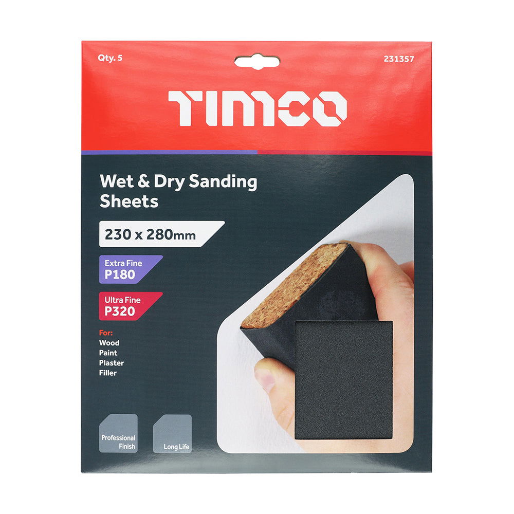TIMCO WET&DRY SANDING SHEETS PK5 MIXED (320/180)