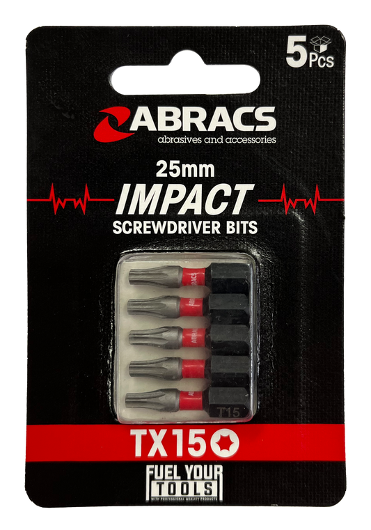 ABRACS TX IMPACT SCREWDRIVER BIT 25mm 5PK ( 5 VARIANTS)