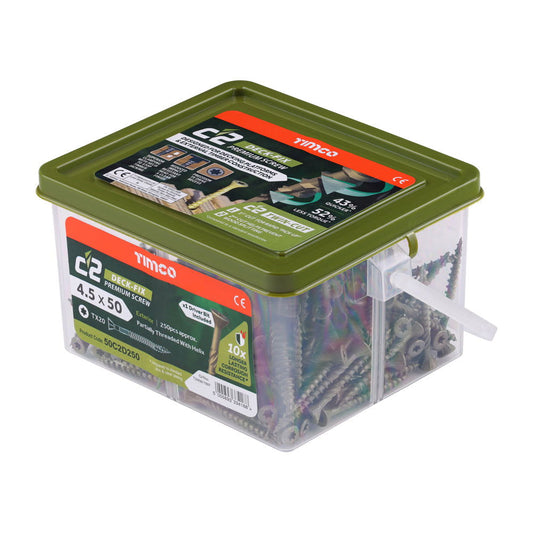Timco 4.5X50 C2 Decking Screws Tx20 Csk Grn 250 - Woodworkers.ie - 