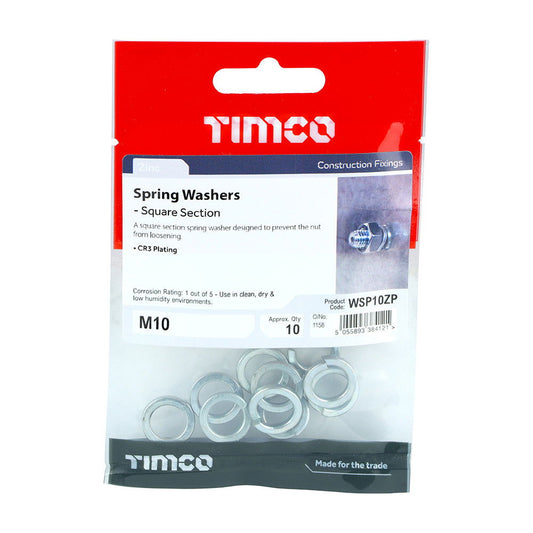Timco M10  Spring Washer Pk10 - Woodworkers.ie - 