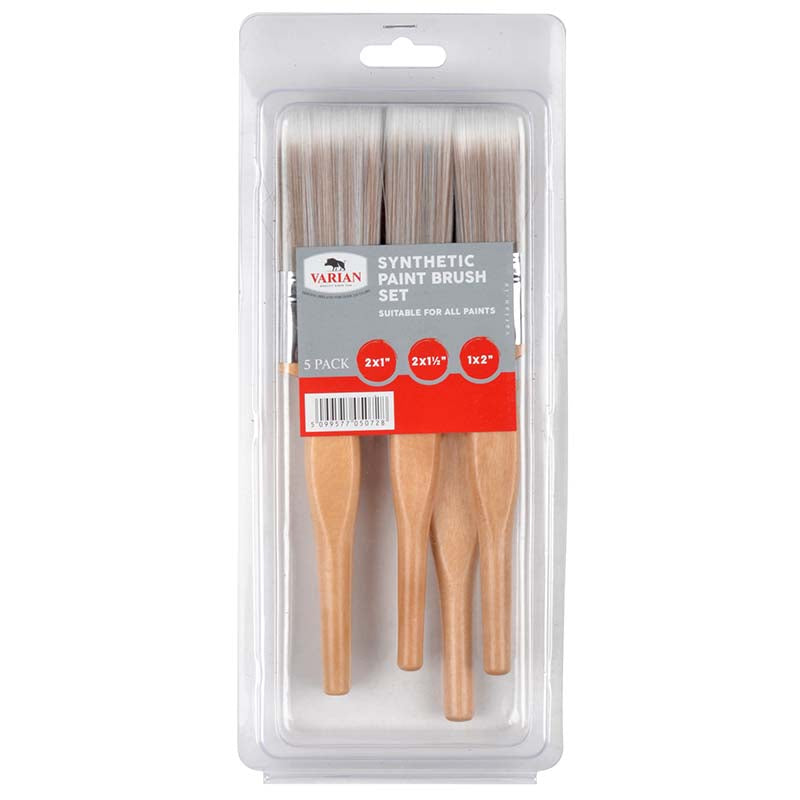 VARIAN 5PK SYNTHETIC PAINT BRUSH SET - Woodworkers.ie - 