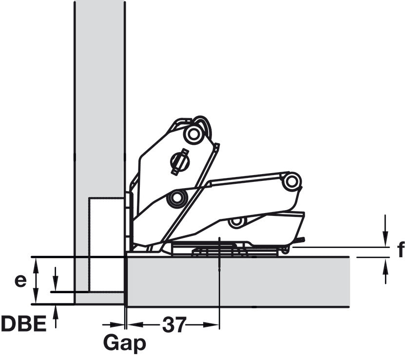 HAFELE 35MM RECESSED SOFT CLOSE HINGE 155° (PAIR) inc 18mm plat