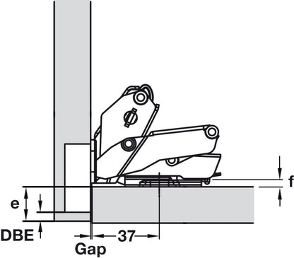 HAFELE 35MM RECESSED SOFT CLOSE HINGE 155° (PAIR) inc 18mm plat