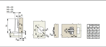 Dark Grey soft close cabinet hinges