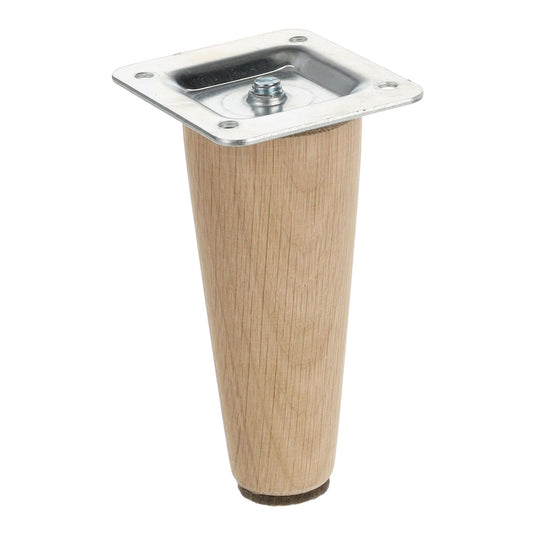 FURNITURE LEG 100MM  OAK  UNLACQUERED CONICAL STRAIGHT (SET OF 4)