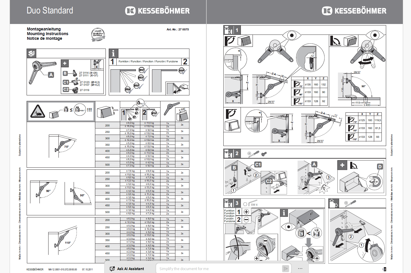 KESSE DUO LIFT  SET  FOR WOODEN DOOR
