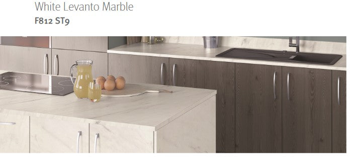 White Levanto Marble 25mm  Square Edge Worktop